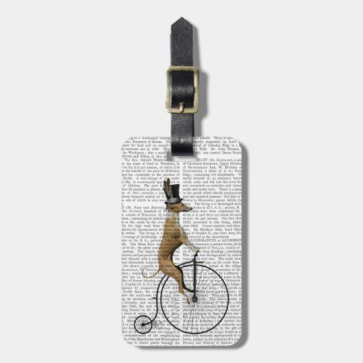 Étiquette À Bagage Greyhound sur Black Penny Farthing Bike (Devant Vertical)