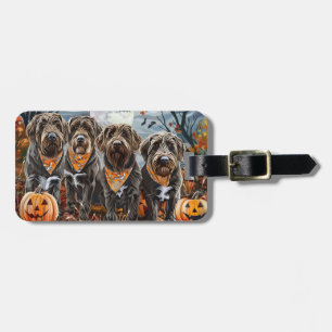 Étiquette À Bagage Griffon à poil dur Halloween effrayant