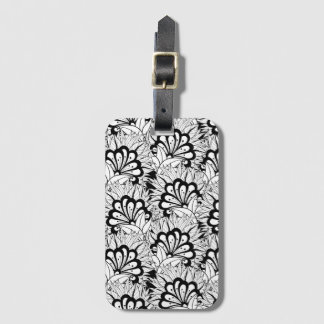 Étiquette À Bagage Griffonnage de motif de fleur
