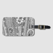 Étiquette À Bagage Griffonnage ethnique de motif (Devant Horizontal)