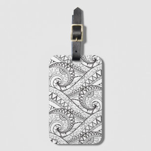 Étiquette À Bagage Griffonnage floral détaillé de motif