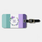 Étiquette À Bagage Grille colorée Monogramme (Devant horizontal)