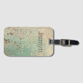 Étiquette À Bagage Grille Stardust sur Sea Green Personnalisé (Devant Horizontal)