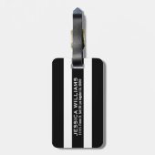 Étiquette À Bagage Grilles noires et blanches monogrammes et couronne (Dos Vertical)