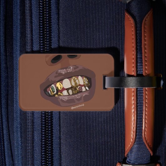 Étiquette À Bagage Grillz Aesthetic, Gold Grills (Grillz) teeth art (Verso Insitu 2)