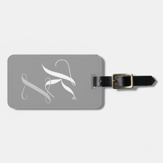 Étiquette À Bagage Gris chic (Devant horizontal)