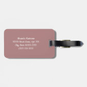 Étiquette À Bagage Gris chic et rose cinglé rayures et monogramme (Dos horizontal)