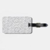 Étiquette À Bagage Gris et blanc Zèbre Imprimer Mongramme (Dos horizontal)