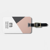 Étiquette À Bagage Gris géométrique moderne Blanc Faux Or (Devant horizontal)