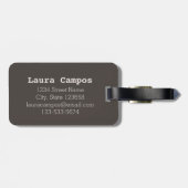 Étiquette À Bagage Gris Modernes Élégant Rose Violet Simple Jeune (Dos horizontal)