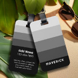 Étiquette À Bagage Gris Noir - Gris Noir - Nom Simple Sans Serif<br><div class="desc">Rugby Stripes - Un motif preppy avec des rayures audacieuses et un nom. Si votre art doit encore être ajusté,  cliquez sur le bouton Personnaliser. Cela vous mènera à un espace design où vous pouvez déplacer les choses et même changer de couleurs !</div>