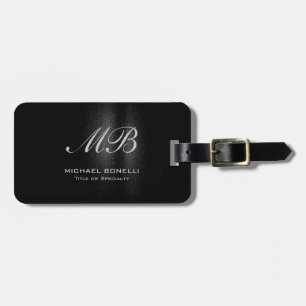 Étiquette À Bagage Gris noir monogramme de script