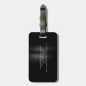 Étiquette À Bagage Gris noir monogramme de script (Dos Vertical)