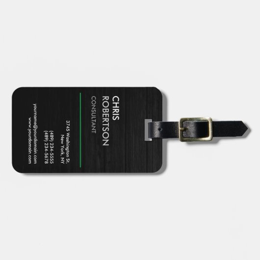 Étiquette À Bagage Gris noir vertical attrayant (Devant horizontal)