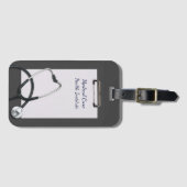 Étiquette À Bagage Gris Porte - bloc Médicale avec stéthoscope (Devant Horizontal)