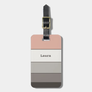 Étiquette À Bagage Gris Rose Clair Moderne Gris Simple Jeune