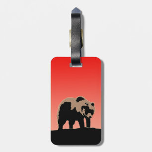 Étiquette À Bagage Grizzly Bear au coucher du soleil - Art original d