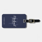 Étiquette À Bagage Groomsmans de marine moderne Script personnalisé (Devant horizontal)