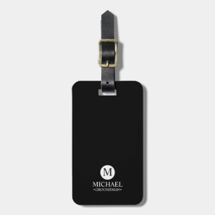 Étiquette À Bagage Groomsmen Personnalisé Classique Monogramme et nom