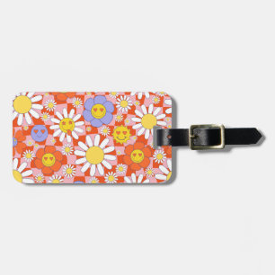 Étiquette À Bagage Groovy Daisy Floral Damier, Y2K 90s