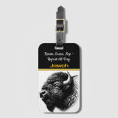 Étiquette À Bagage Gros plan de Buffalo dans l'habitat naturel (Devant Vertical)