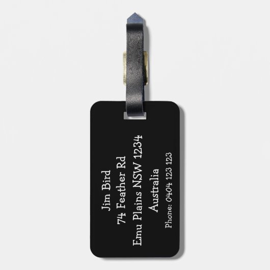Étiquette À Bagage Gros plan drôle d'un Emu en Australie (Dos Vertical)