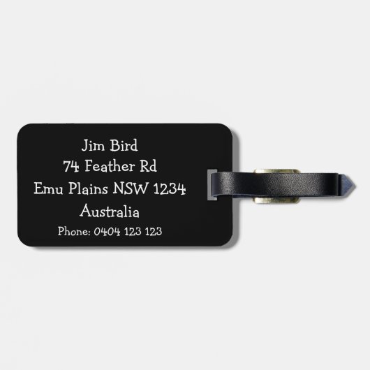 Étiquette À Bagage Gros plan drôle d'un Emu en Australie (Dos horizontal)