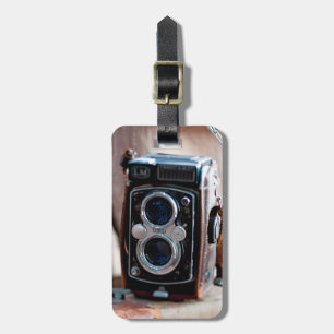 Étiquette À Bagage Gros plan d'un appareil photo antique
