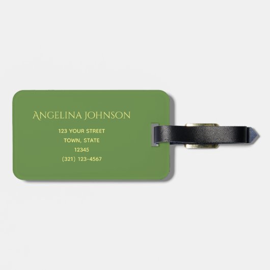 Étiquette À Bagage Gros Rouge Pomme Jaune Chevron Motif Monogramme (Dos horizontal)