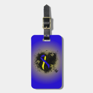Étiquette À Bagage Groupe de ruban de sensibilisation bleu et jaune