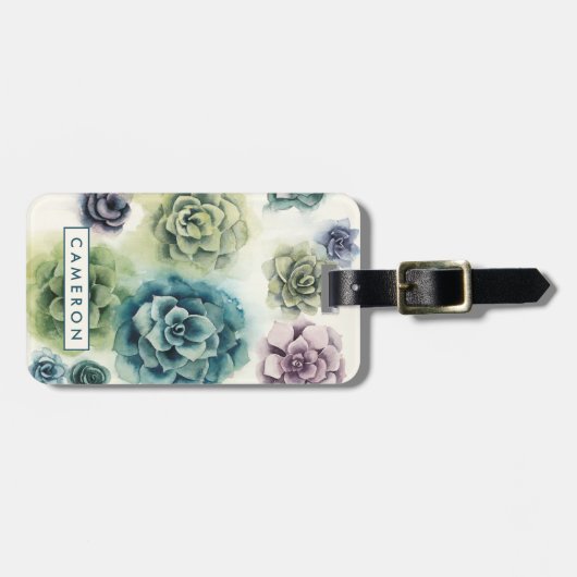 Étiquette À Bagage Groupe de Succulents (Devant horizontal)