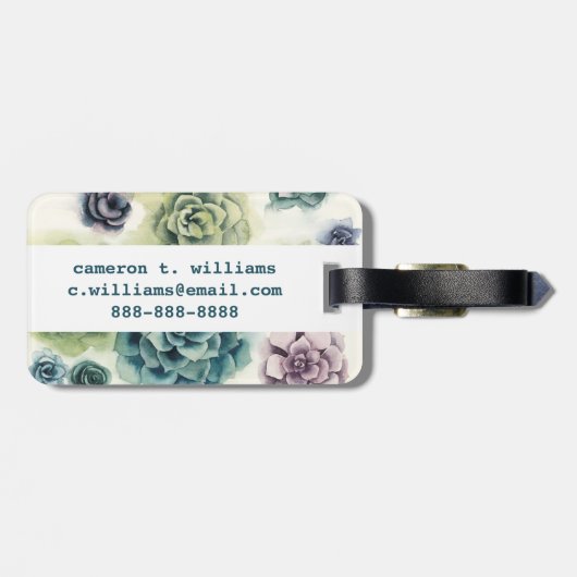 Étiquette À Bagage Groupe de Succulents (Dos horizontal)