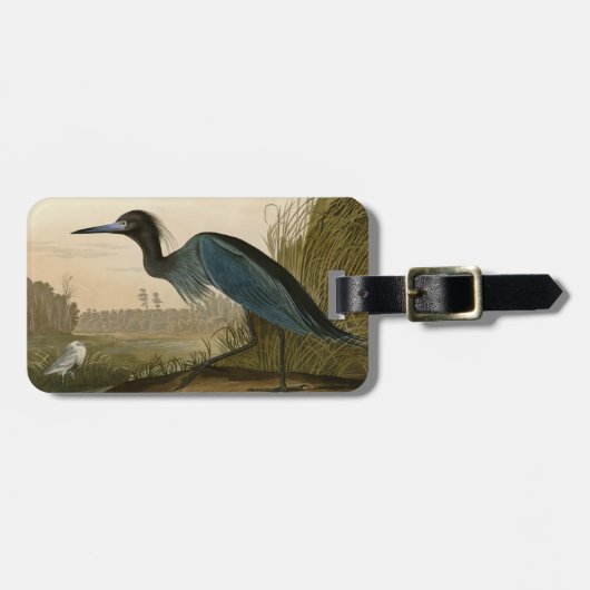 Étiquette À Bagage Grue Bleue Heron Audubon Peinture (Devant horizontal)