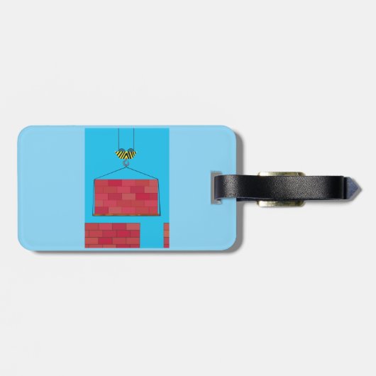 Étiquette À Bagage Grue de construction Levant mur de brique (Dos horizontal)