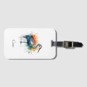 Étiquette À Bagage Grue gracieuse : Aquarelle, coutume (Devant Horizontal)