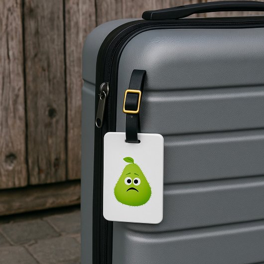 Étiquette À Bagage Grumpy Fuzzy Pear Visage Fruit drôle Caractère