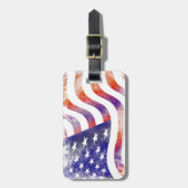 Étiquette À Bagage Grunge patriotique flottante drapeau américain, Ol (Devant Vertical)