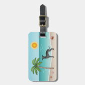 Étiquette À Bagage Gryhound Italien Noir À La Plage D'Été Tropicale (Devant Vertical)