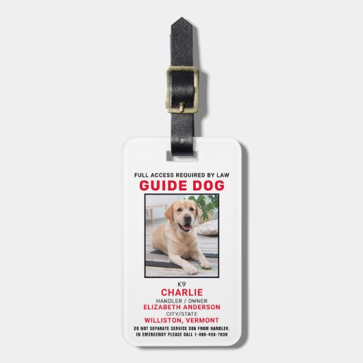 Étiquette À Bagage Guide Chien Service Chien Photo ID Badge (Devant Vertical)