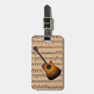 Étiquette À Bagage Guitare acoustique avec l'arrière - plan de