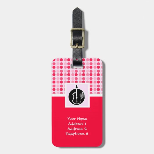 Étiquette À Bagage Guitare acoustique mignonne (Devant Vertical)