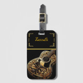 Étiquette À Bagage Guitare acoustique or avec charme occidental (Devant Vertical)