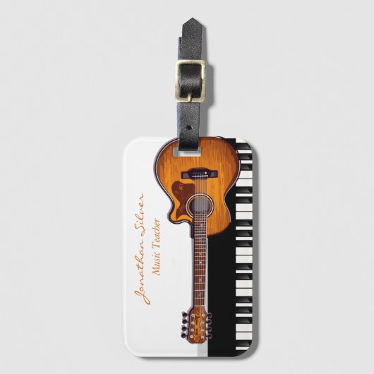 Étiquette À Bagage Guitare acoustique Piano Keys professeur de musiqu (Devant Vertical)