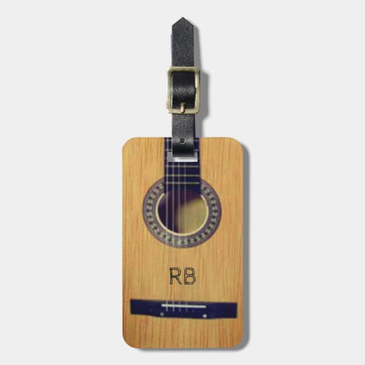Étiquette À Bagage Guitare avec (ou sans) vos initiales (Devant Vertical)