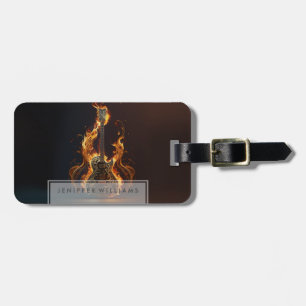 Étiquette À Bagage Guitare électrique en feu