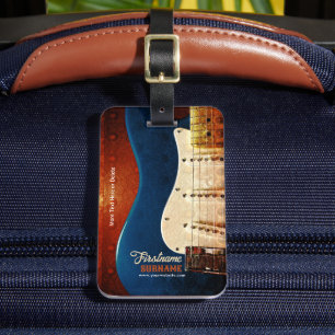 Étiquette À Bagage Guitare Électrique Grunge Texte Personnalisé