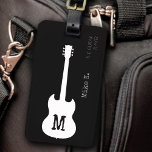 Étiquette À Bagage guitare électrique / guitare<br><div class="desc">Design noir et blanc cool pour un guitariste...  à utiliser en tournée</div>