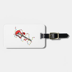 Étiquette À Bagage Guitare électrique Santa Claus Musique Noël Amant