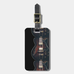 Étiquette À Bagage Guitare Électrique Sur Fond Noir