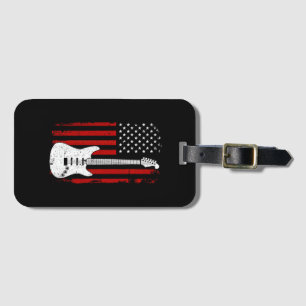 Étiquette À Bagage Guitare Lecteur de Musique Drapeau Américain US Gu
